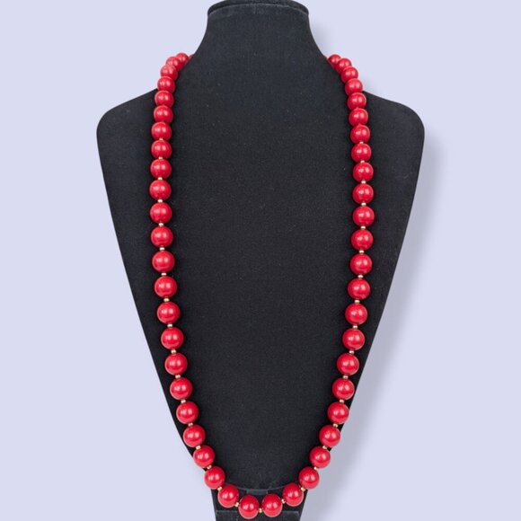 (2/$20) Vintage Red Beaded Necklace - Picture 2 of 5